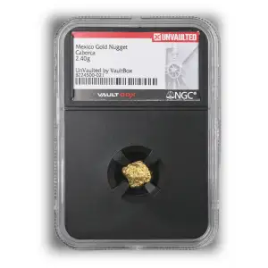 2.4 Gram Caborca Sonora Mexico Gold Nugget NGC Vault Box Slab