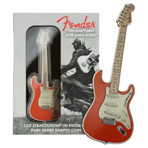 2022 PAMP 1oz Proof Fender Stratocaster Silver Coin - Fiesta Red