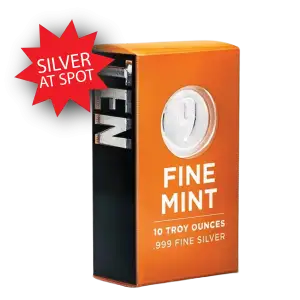 10 oz Cast-Poured Silver Bar - 9Fine Mint | AT SPOT! (4)