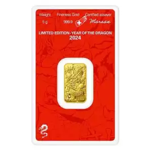 2024 5 gram Argor Heraeus Lunar Dragon Gold Bar (In Assay)