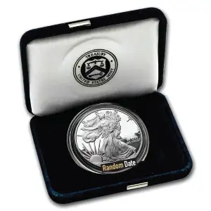 Random Year 1 oz Proof American Silver Eagle (w/Box & COA) (4)