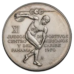 1970 Panama Silver 5 Balboas CAC Games BU/PR