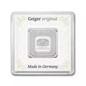 20 Gram Geiger Edelmetalle Silver Square Bar w/ assay