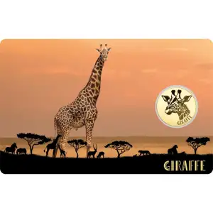 Gabon 1/1000 oz Giraffe Micro Gold Coin In Assay