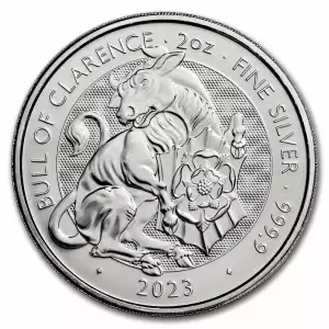 2023 GB 2 oz Silver Royal Tudor Beasts The Bull of Clarence