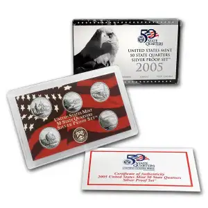 2005-S U.S. Mint 50 State Quarters 90% Silver Proof Set - Original Packaging