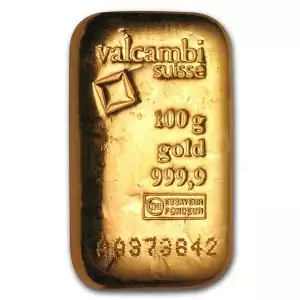 100g Valcambi Cast Gold Bar