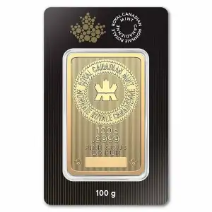 Royal Canadian Mint 100 gram Gold Bar (In Assay)