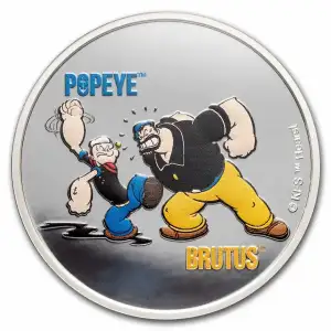 2024 Samoa 1 oz Silver Popeye and Brutus Colorized BU