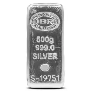 500 Gram IGR Cast Silver Bar (New w/ Assay)