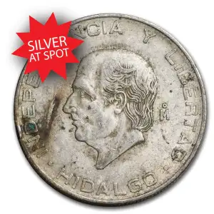 1955-1957 Mexican 5 Pesos Hidalgo (0.4179) | Avg Circ (3)