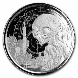 2021 Republic of Ghana 1 oz Silver 5 Dollar Space Alien