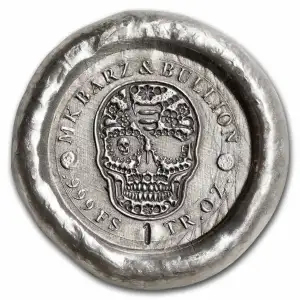MK Bars Sugar Skull Hand Poured 1oz Silver Round