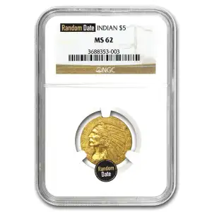 Indian $5 (1908 - 1929) - NGC - MS62