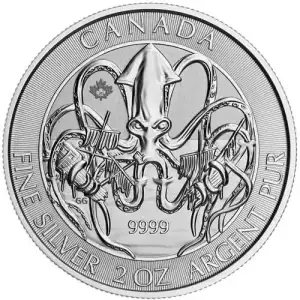 2020 2 oz Canadian Kraken Silver Coin
