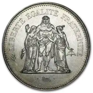 1974-1979 France Silver 50 Francs Hercules AU-BU