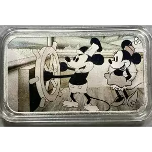 Steamboat Willie Double Colorized 1 oz Silver Bar (499 Mintage)